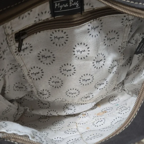 Myra Bag Brown and White Patterned Handbag - Picture 5 of 6